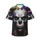 thumbnail image 1 of Balery Modern Abstract Colorful Skull C Camisas hawaianas de manga corta para hombre, camisas playeras de corte holgado, camisas de vacaciones con botones,Medium, 1 of 7
