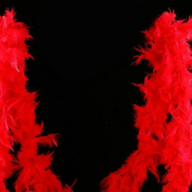 Decoración de boa de plumas, boa de plumas roja, 1,8 m, boa de plumas danzante Chandelle, rendimiento de primer nivel