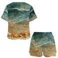thumbnail image 3 of Beach Seashell Starfish Pajama Set for Women 2 Piece Sleepwear Loungewear Short Sleeve, 3 of 7