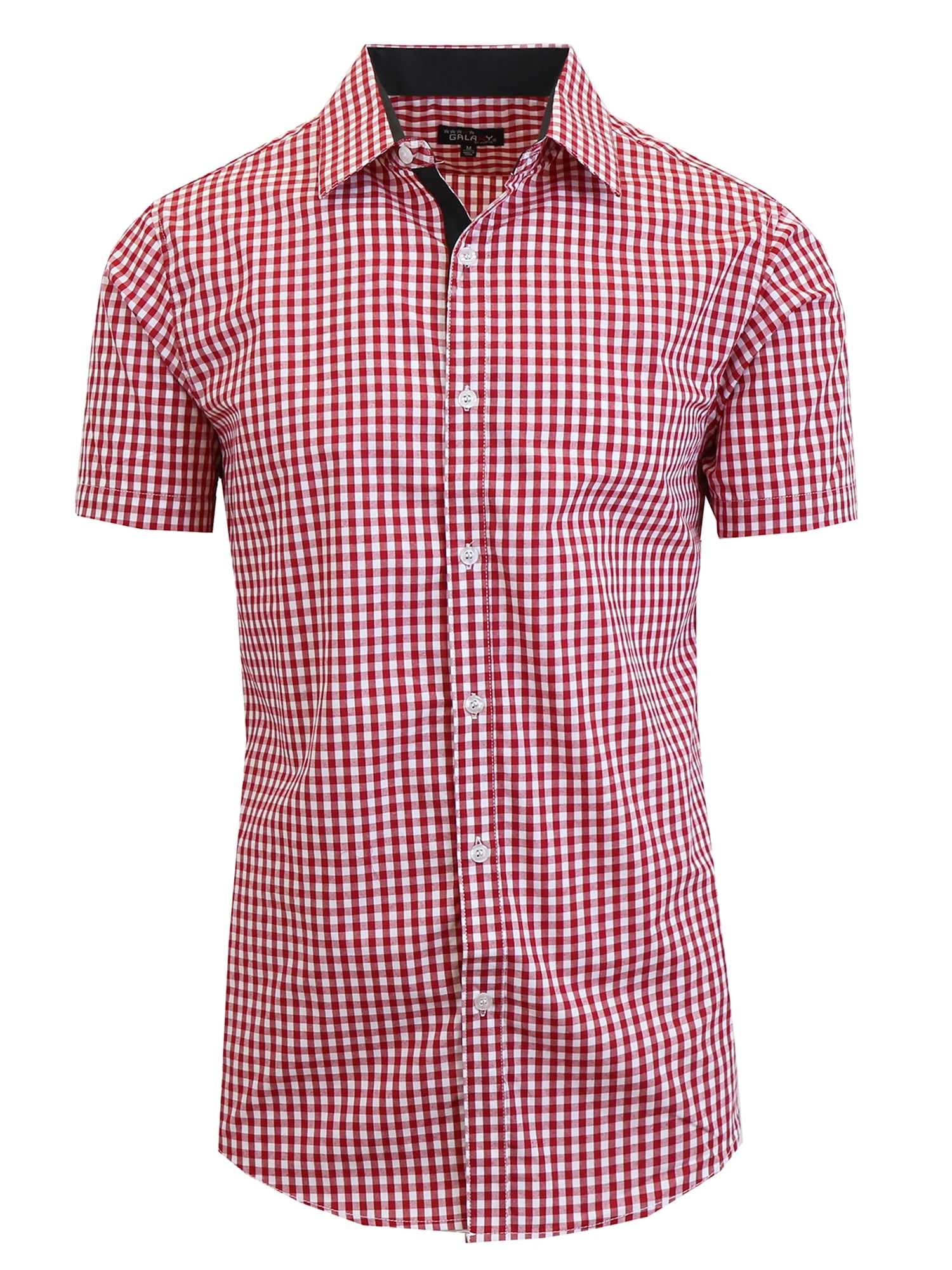 GBH Mens Short Sleeve Casual Dress Shirts Slim Fit Button Down