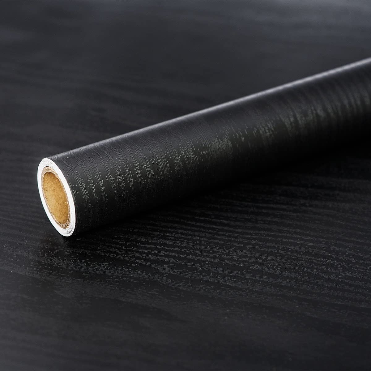 Abyssaly 17.83' ×78.73'Black Wood Wallpaper Peel and Stick Paper for Countertops Authentic Wood Look Durable Thickening Home Office Decoration