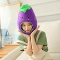 thumbnail image 6 of Cute Plush Cactus Eggplant Watermelon Sunflower Hat Scarf Cap Winter ski hat Full Headgear Novelty Party Dress up Cosplay Costume Plush Hat Sleeping Toy, 6 of 8