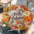 thumbnail image 2 of Orange Pumpkins Round Tablecloth, Fitted Table Cover with Elastic for 55"-60" Round Tables, Farmhouse Rustic Watercolor Botanical Table Cloth Outdoor Indoor Dinning Party Waterproof Tablecloths, 2 of 7