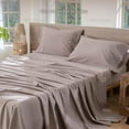 thumbnail image 2 of Bedding Sheet Set Washed Cotton Linen Like Textu Breathable Durable Soft Comfy (Dark Orange Queen), 2 of 6
