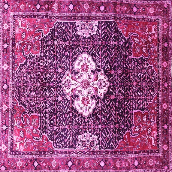 Ahgly Company Indoor Square Persian Pink Traditional Area Rugs, 5' Square
