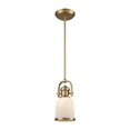 thumbnail image 1 of Brooksdale 1 Light Pendant In Satin Brass With White Glass - Includes Recessed Lighting Kit, 1 of 2