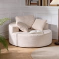 thumbnail image 4 of Sonovafurn 55" Oversized Round Chaise Lounge Chair Indoor, Corduroy Upholstered Cloud Sofa Couch for Living Room Bedroom Apartment, No Assembly, Beige, 4 of 9