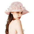 thumbnail image 2 of Big Brim Hat Organza Hats Summer Beach Cap Tea Party Wedding Fascinator Church Hats, 2 of 5
