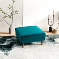 thumbnail image 4 of Hudson Mid-Century Modern Square Velvet Ottoman in Turquoise, 4 of 7