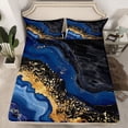 thumbnail image 2 of jejeloiu Modern Fluid Artwork Twin Sheet Sets,Marble Pattern Twin Fitted Sheet,Gold Sequin Print Flat Sheet For Teens,Microfiber Bedroom Decor,3-Piece, 2 of 7