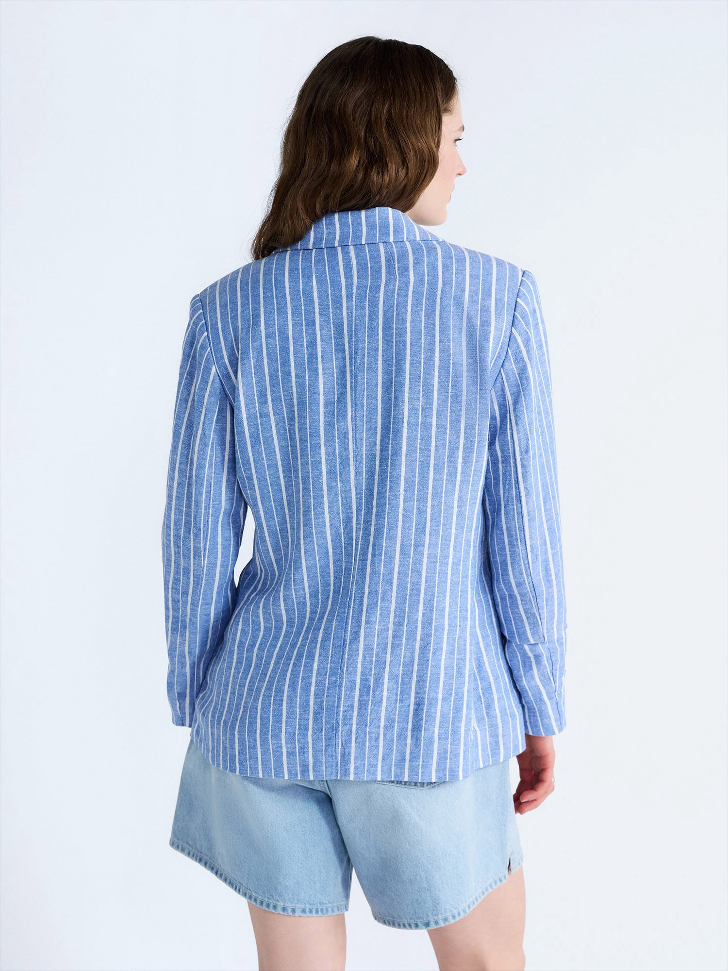 Free Assembly Women's and Women's Plus Linen-Blend Single Breasted Blazer, Sizes XS-4X