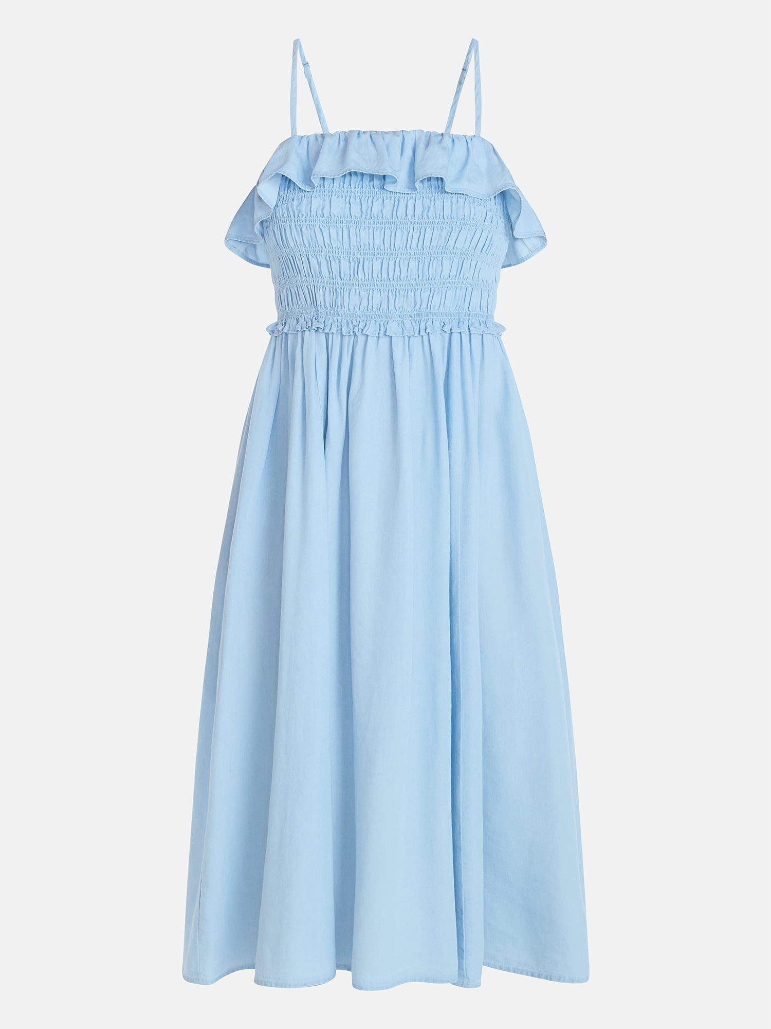 Time and Tru Women's Sleeveless Smocked Midi Dress, Sizes XS-XXXL