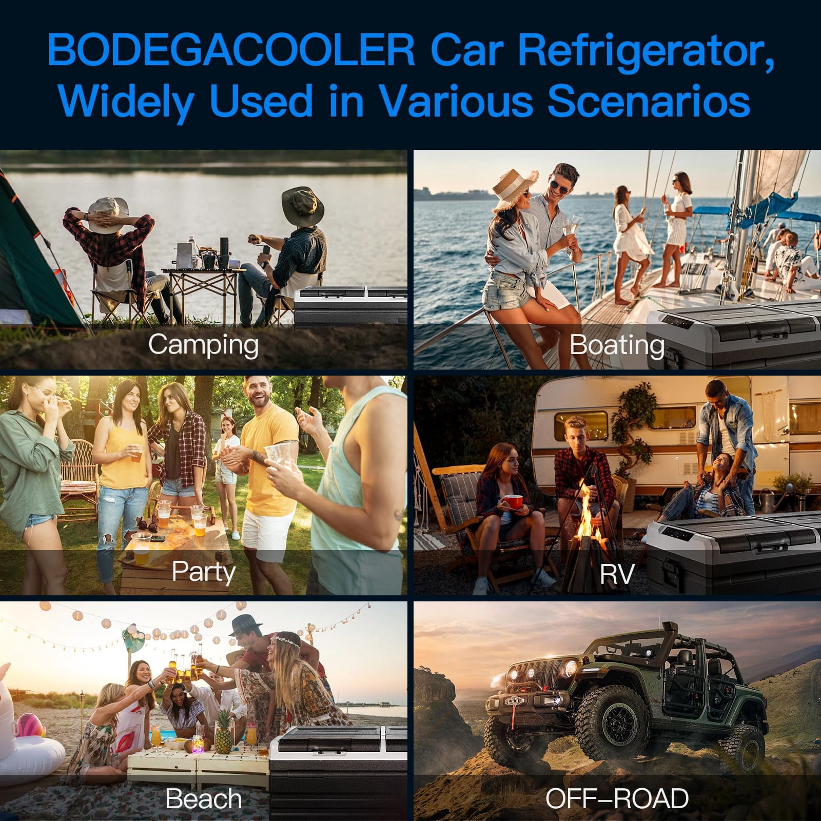 BODEGA 116.2Qt(110L) Portable Car Refrigerator Dual Zone Cooling & Freezing for Caravan, Truck, Camping (Black)