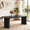 Black, variant on Fnova 62" Dining Table For 4-6, Rectangular Wood Dinner Table With Double Pedestal, Farmhouse Kitchen Table For Dining Room, Living Room, Easy Assembly