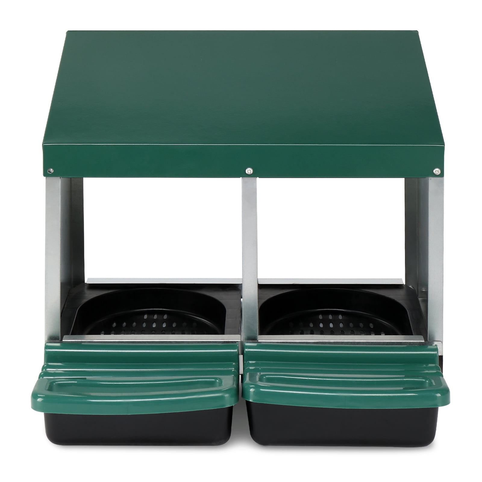 Chicken Nesting Box with Plastic Basket, 2 Compartment Roll Out Egg Nest Box Chicken Laying Box Hens Chicken Coop Box, Green
