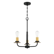 F28033-23-Sunset Lighting-Onyx - 1 Light Chandelier   Matte Black/Brushed Satin Gold Finish