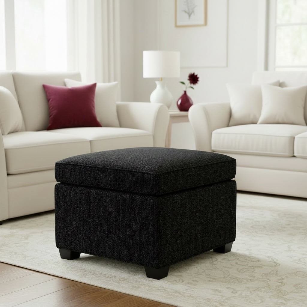 Sanford Living Jackson Square Storage Ottoman, Matisse, Black