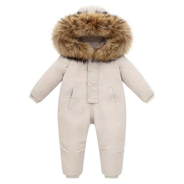 Floleo Combinaison d'Hiver pour Enfants, Déperlante, Isolée, à Capuchon, pour Garçons et Filles, Activités de Plein Air, Ski, Planche à Neige, Randonnée, Équipement pour Temps Froid, Protection Chaude (Blanc#2, 2-3 Ans)
