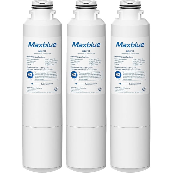 Maxblue F27 Refrigerator Water Filter Replacement for Samsung DA29-00020B,HAF-CIN/EXP, HAF-CIN, RF28HMEDBSR/AA, RF28K9380SR, RF263BEAESR/AA, RF28JBEDBSG, RF4287HARS, DA97-08006A, 3 PACK