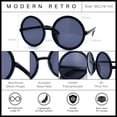 thumbnail image 5 of SA106 Womens Wizard Round Circle Lens Plastic Mod Fashion Sunglasses / Black Frame - Black Lens, 5 of 8