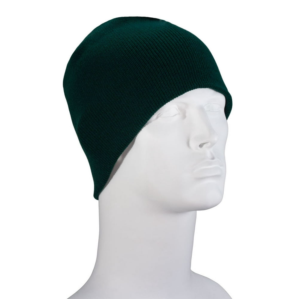 Solid Hunter Green Beanie Winter Hat Single Piece