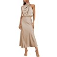 thumbnail image 1 of Vestido MIRGLER de satén champán sin mangas para mujer XL, 1 of 6
