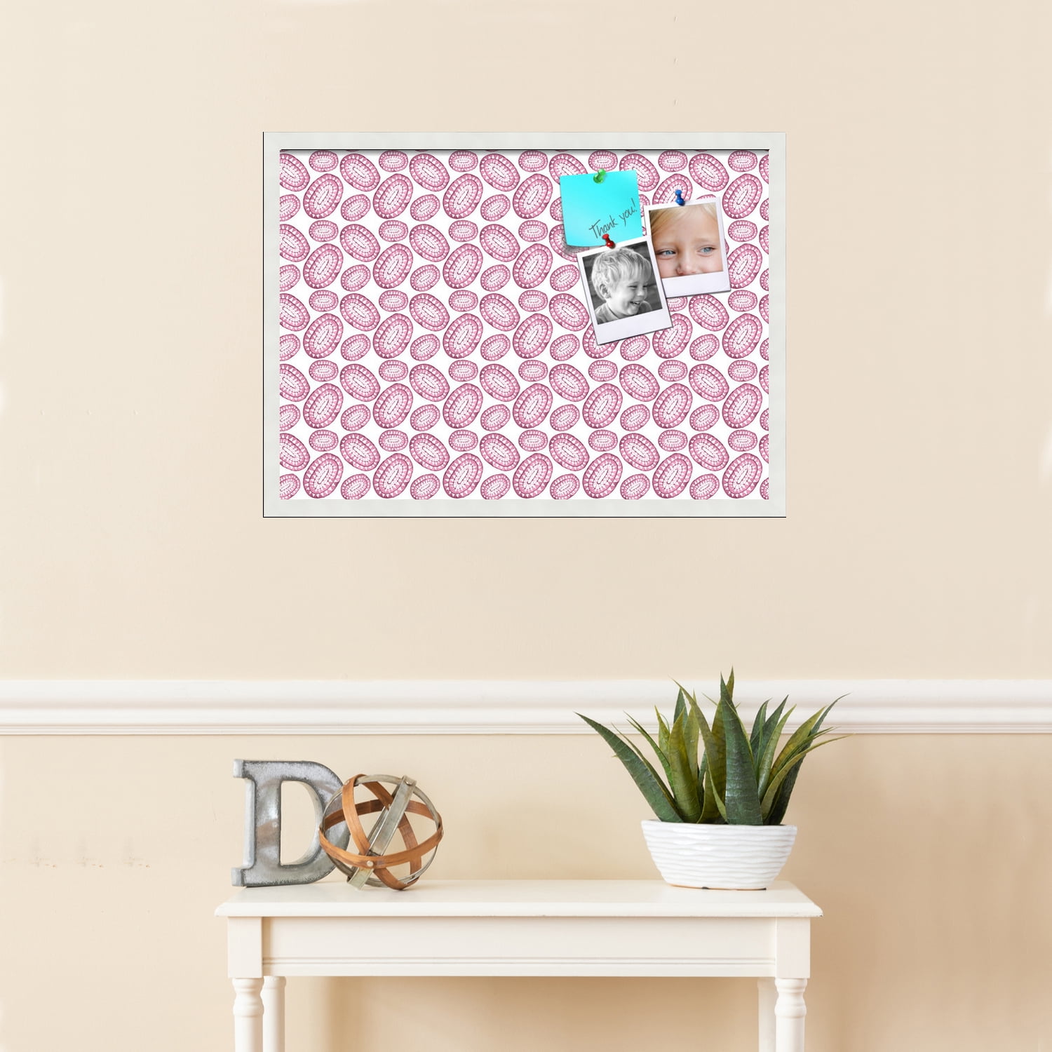 PinPix 28x20 Custom Cork Bulletin Board Bohemian Circles Red Poster Board Has a Fabric Style Canvas Finish, Framed in Bohemian Circles Red, by ArtToFrames (PinPix-1587)