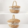 thumbnail image 5 of Handmade Wicker Basket with Handle,Wicker Camping Picnic Basket with Lid Hot W6, 5 of 8