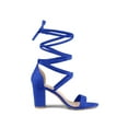 thumbnail image 3 of BLISSFUL STEP Women's Shoes Lace Up Chunky Heels Open Toe Faux Suede Sandals Royal Blue 9, 3 of 6