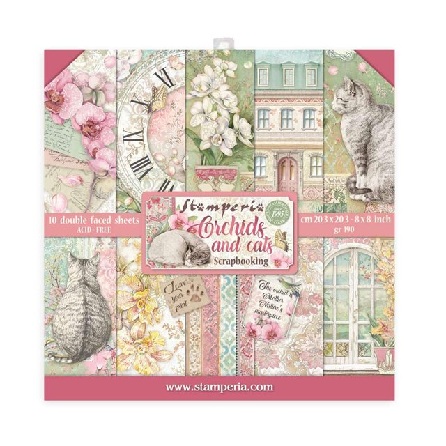 Stamperia Intl Paper PAD 8X8 10PK Orquídea/CAT 10 unidades (paquete de 1) Varios