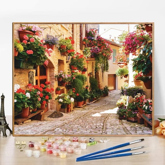 JYLMOOD Paint by Numbers Kit for Unisex Adults Beginner with Full Accessories, Easy Oil Painting Kits On Colored Canvas, 16x20in, Relaxing Art Craft - Alley
