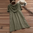 thumbnail image 5 of Aloohaidyvio Summer Spring Plus Size Dresses for Women 2024 Women's Solid Short Sleeve Hooded Button Mini Beach Boho Dresses, 5 of 5