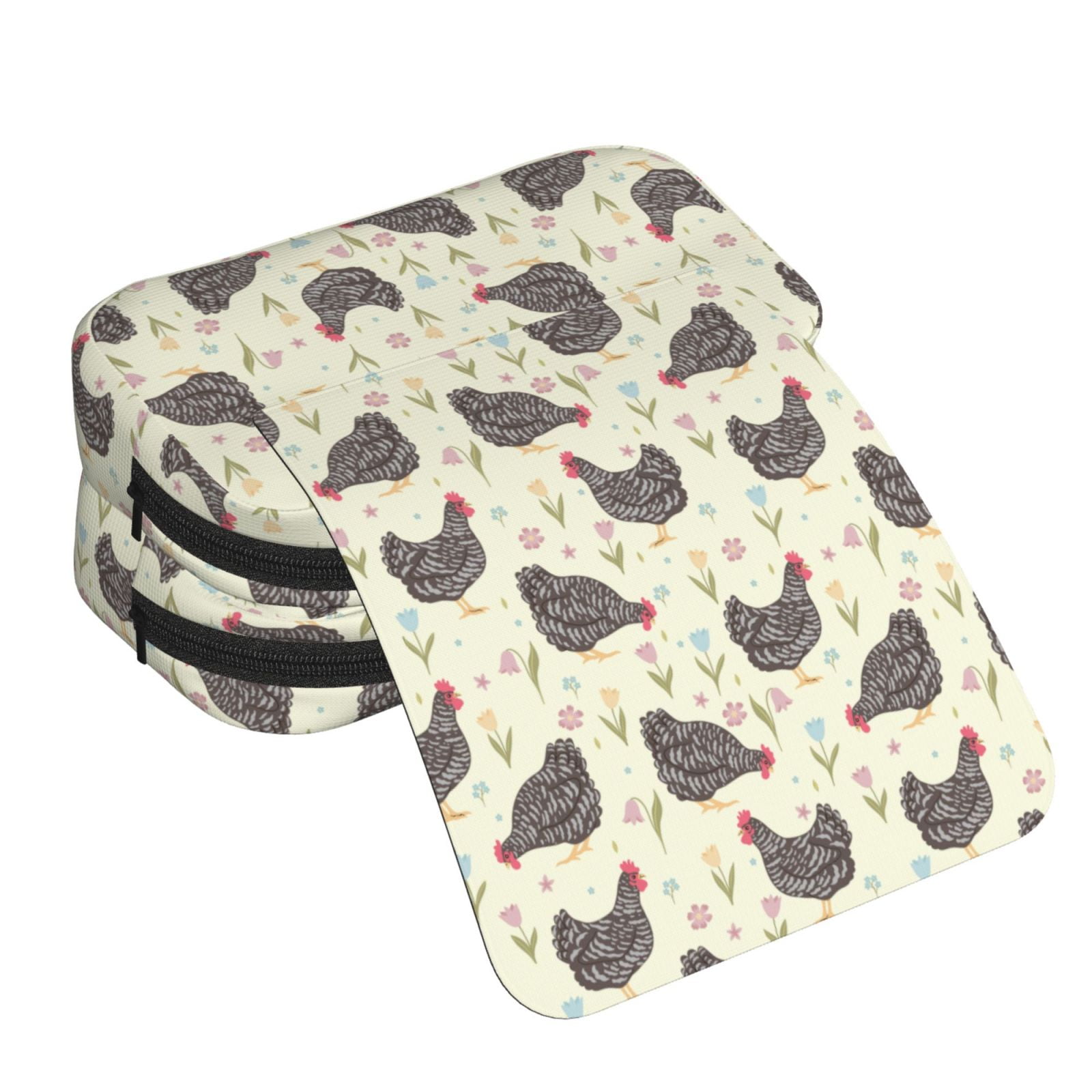 Rateoe Funny Chicken Pattern Double Clamshell Pen Case, Storage Organizer with Two Zipper Compartments– Holds Up to 50 Pencils & Pens