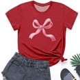 thumbnail image 6 of Girls' Red Bow Graphic T-Shirt - Soft Stretch Polyester Spandex, Crew Neck Short Sleeve, Playful Casual Tee for Kids 4-12 Years School & Outings,Size 9 T, 6 of 8