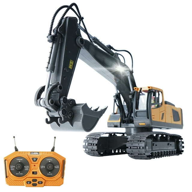 Remote Control Excavator 1/20 2.4GHz 11-Channel Remote Control Construction Truck Engineering Vehicle Children's Educational Toy with Lights and Music