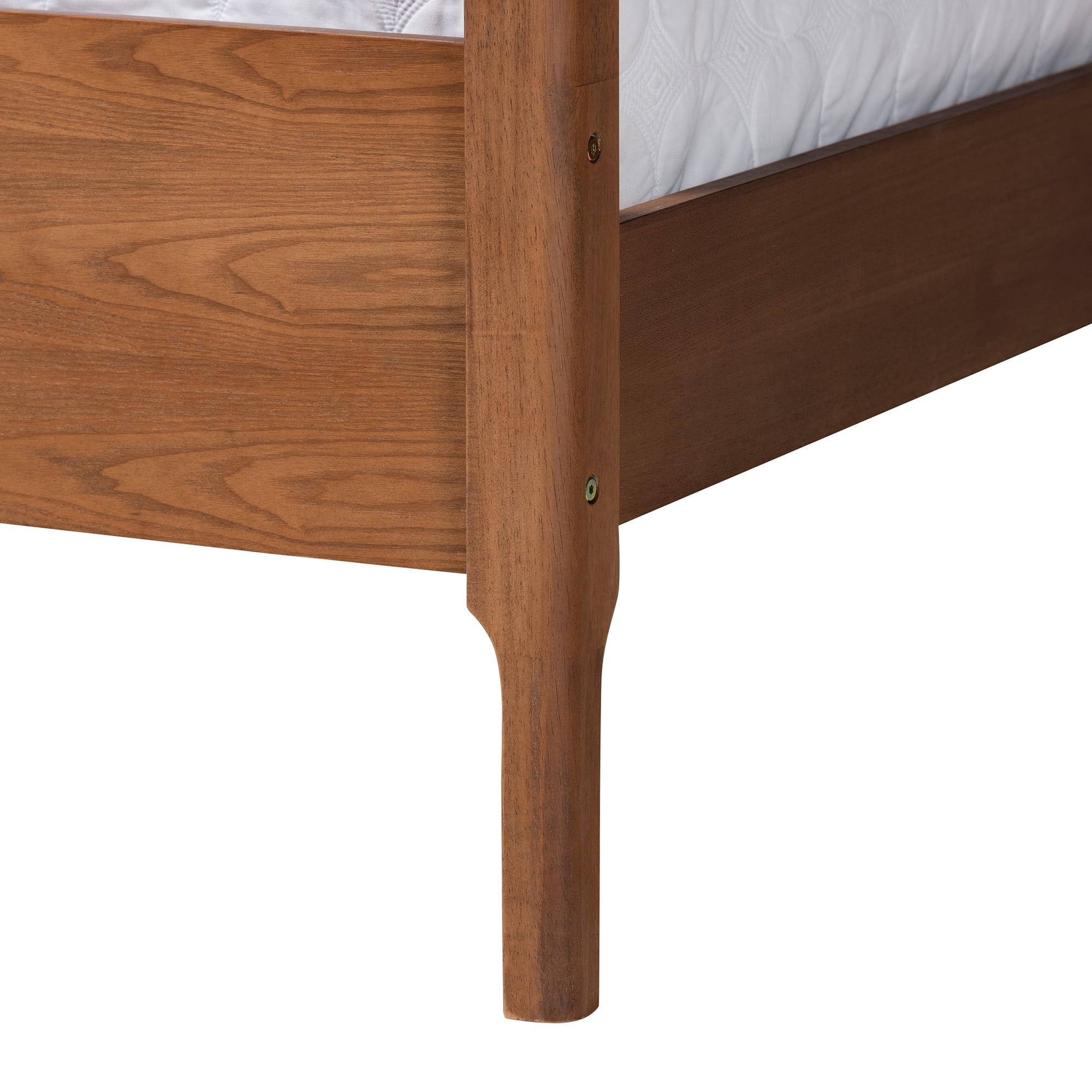 Baxton Studio Roman Classic and Traditional Ash Walnut Finished Wood Queen Size Canopy Bed
