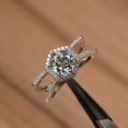 thumbnail image 2 of natural aquamarine ring promise ring sterling silver ring round cut gemstone ring March birthstone ring, 2 of 4