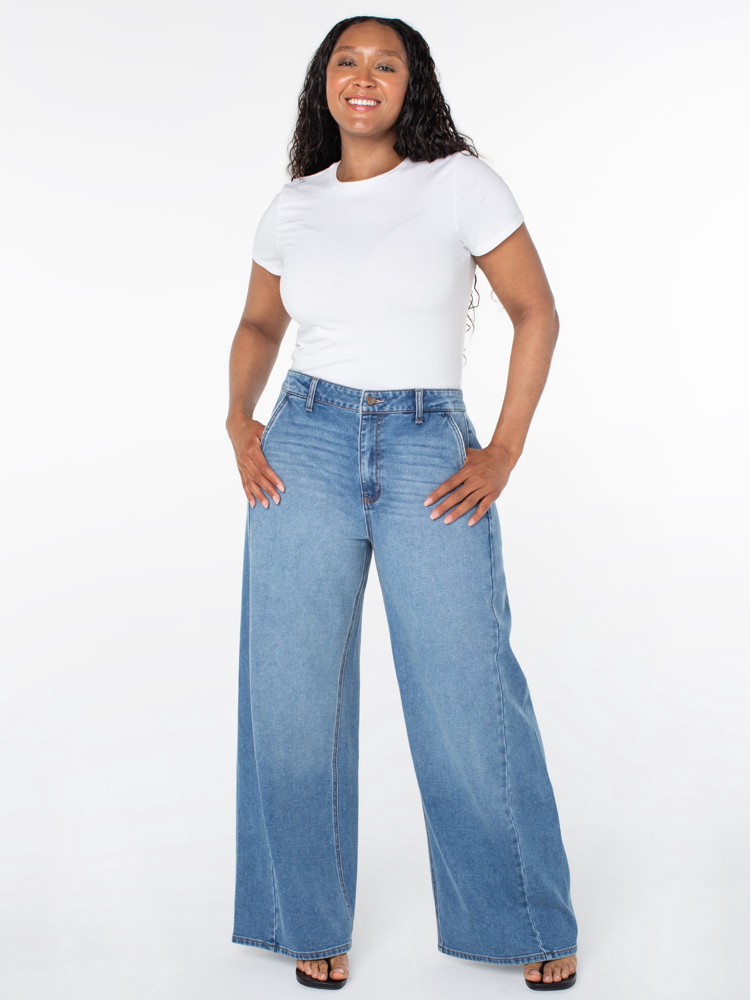 Celebrity Pink Women's and Women's Plus Wide Leg Jeans, Sizes 1-24