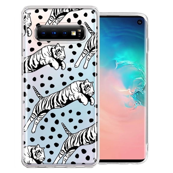 MUNDAZE For Samsung Galaxy S10 Plus Tiger Polkadots Design Double Layer Phone Case Cover