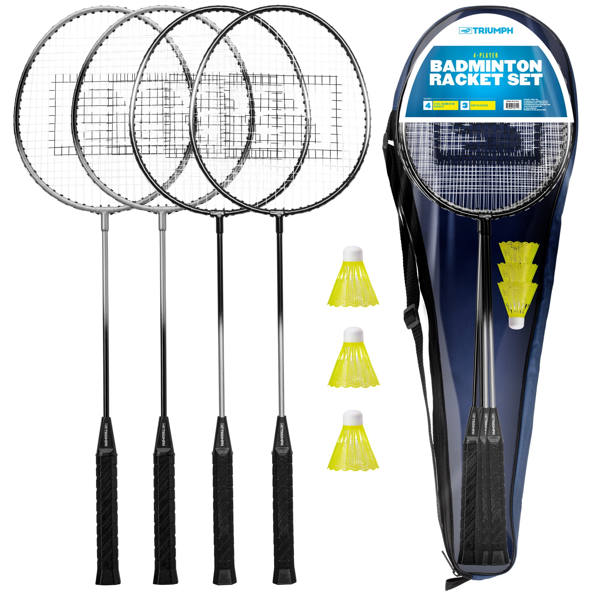 Penn Premium Outdoor Easy Setup Badminton Set with Net, 4 Rackets