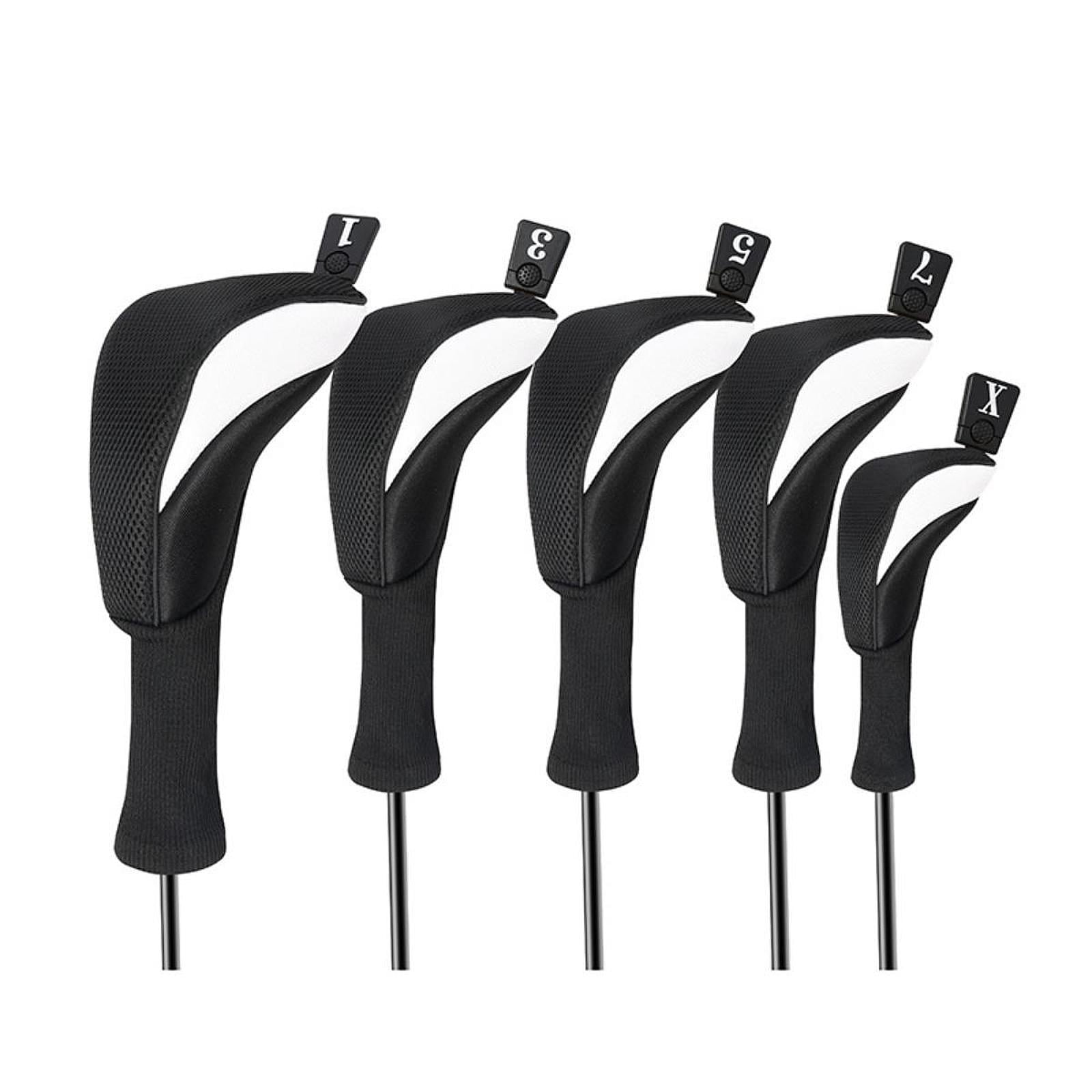 Baoblaze 5 Pieces Golf covers Golf Club Head Cover for Men Women Golfer Gift Black