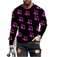thumbnail image 2 of Ceisia Men's Colorful Glitter Paw Print T-Shirt | Slim Long-Sleeve Crewneck Casual Top Gift, 2 of 5