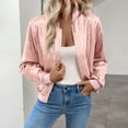 thumbnail image 2 of Womens Satin Bomber Jacket Shiny Zip-Up Lightweight Jacket Women Coat for Spring Fall, Long Sleeve Fashion Jacket Pink XXL, 2 of 3