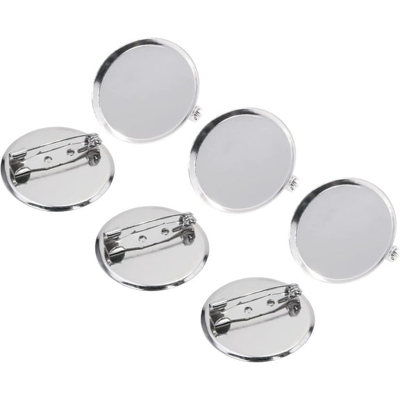50pcs 30MM Silver Brooch Clasps Pin Disk Base Disc Blank Flat Trays for DIY Jewelry Craft Making Accessories Silver
