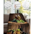 thumbnail image 4 of Flannel Fleece Throw Blanket Farm Red Wine Grapes Wine Barrel Lightweight Soft Plush Blankets,Vintage Brown Wood Board Cozy Warm Throw Blanket for Couch Sofa Bed Car Office 40x50in, 4 of 9