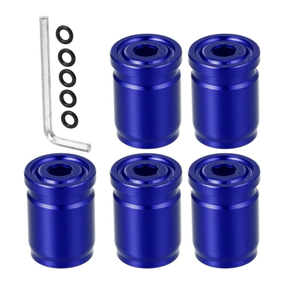 Unique Bargains 5pcs Aluminum Alloy Wheel Tire Valve Stem Caps Car Automotive Universal Dust Cover with Wrench Set Blue