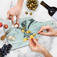 thumbnail image 4 of Modern Cutting Board, Hot Air Balloon Sketch in the Clouds Murky Air Journey Picture, Decorative Tempered Glass Cutting and Serving Board, Wine Bottle Shape, Charcoal Grey White, by Ambesonne, 4 of 5
