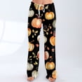 thumbnail image 6 of WTOBBY Women's Drawstring Halloween Print Trousers, Casual Loose Fit Novelty Pants with Elastic Waist for Seasonal Holiday Outfits,Saffron M, 6 of 7