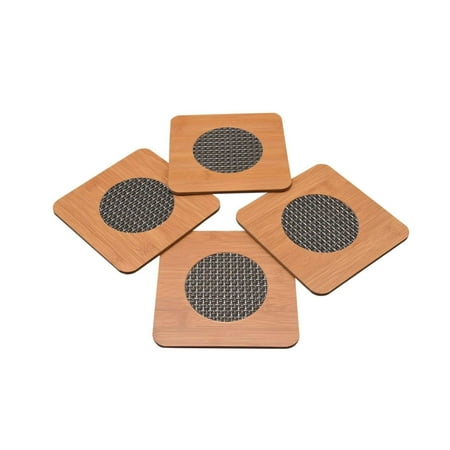 

Easymart Square Shape Heating Insulation Resistant Natural Bamboo Wooden Coaster Heat Table Ware Pad Place mat for Hot Coffee Bowl Tea Cup Home Kitchen Dining Pan Pot Holder (Pack of 4)