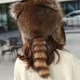 thumbnail image 7 of 2025 Raccoon Tail Mood Hat with Detachable Fluffy Earmuffs, Retro Y2K Winter Accessory for Cottagecore and Casual Style, 7 of 7